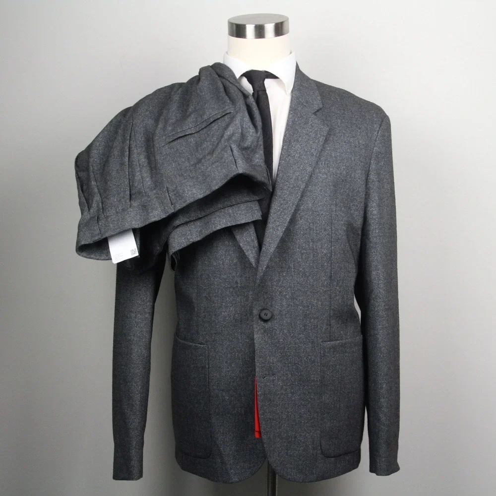 Hugo by Hugo‎ Boss Mens 2-pc suit Gray Modern-Fit Patch Pocket Jacket Size 40R